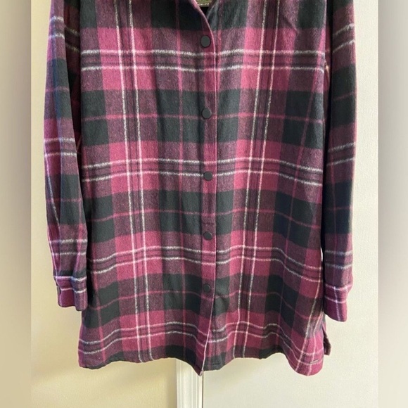 Eddie Bauer Plaid Boyfriend Shirt Jacket in brandy wine XL NWT - Picture 2 of 12